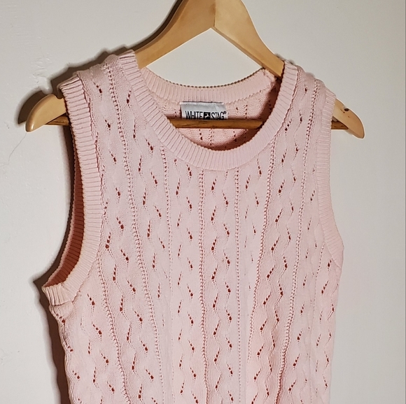Baby Pink Sleeveless Cable Knit Shell Tank Sweater - Picture 7 of 13